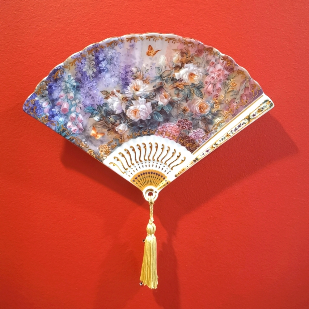 Vtg 1998 Lena Liu Unfolding Beauty "GRACE" Porcelain Fan Bradford Exchange